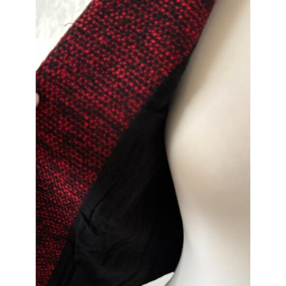 NAF NAF Paris Wool Blend Red & Black Tweed Cropped Jacket Size 4 US 36 FR - Picture 3 of 8